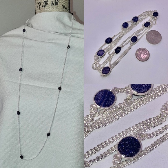 Blue Sandstone Gemstone Handmade Station Necklace - Picture 5 of 7